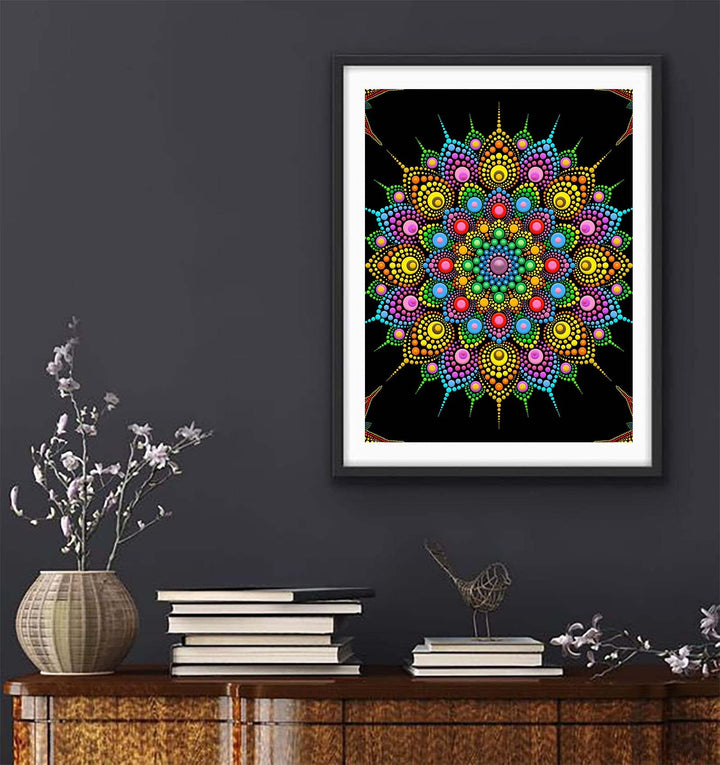 Diamond Art by Number Kit for Adult and Beginner Mandala Full Drill Crystal Rhinestone Embroidery Cross Stitch Diamond Embroidery Kit Home Decor 12×16 Inch