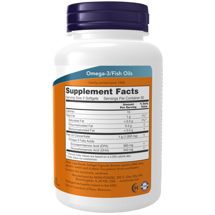 NOW Supplements, Omega-3 Mini Gels, 180 EPA/120 DHA, Mo