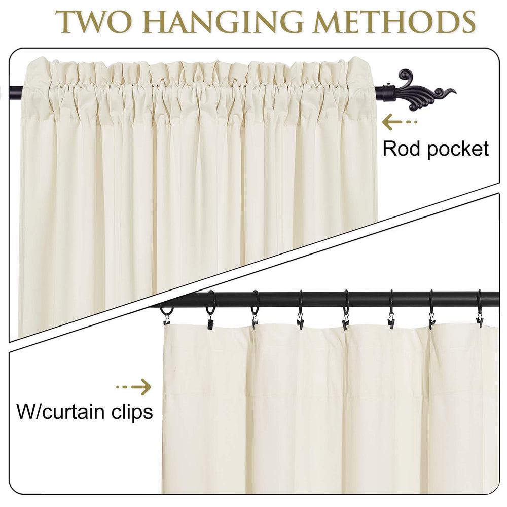 StangH Ivory White Velvet Curtains - Rod Pocket Bedroom
