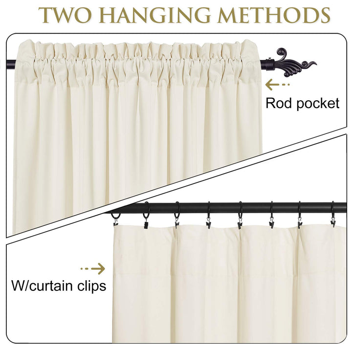 StangH Ivory White Velvet Curtains - Rod Pocket Bedroom