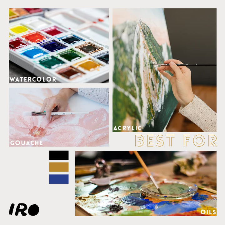 IRO Artist Paint Brush Set of 15 Professional Flat Pain
