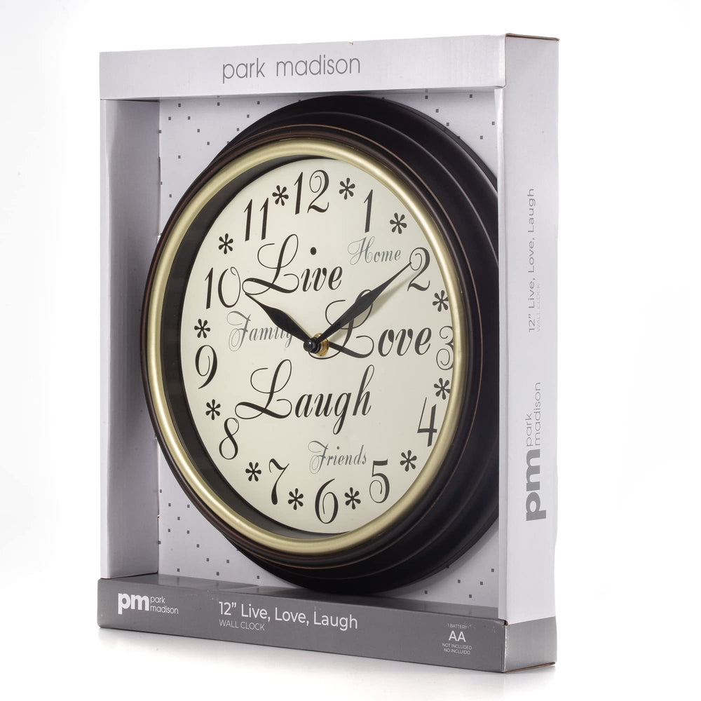 12 Inch Live Laugh Love Quality Quartz Battery Operated Easy to Read Home/Office/Kitchen/Classroom/School Clock Class 13910 0