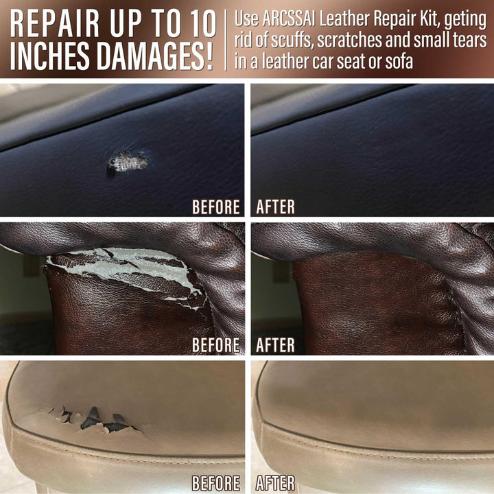 Vinyl and Leather Repair Kit - Restorer of Your Furniture, Car Seats, Sofa, Jacket, Purse, Belt, Shoes | Genuine, Italian, Bonded, Bycast, PU, Pleather |No Heat Required | Repair &amp; Resto