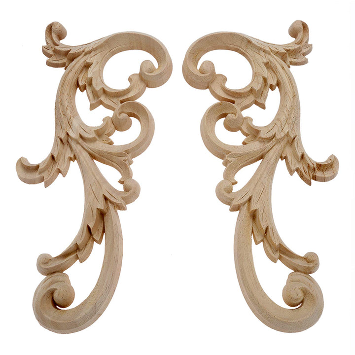 MUXSAM 2-Pair Clear Carved Wood Appliques Onlay, 24x12c