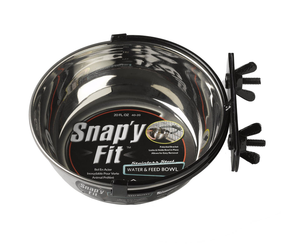 Snap'y Fit Food Bowl | Pet Bowl, 20 oz. (2.5 Cups) | Dog Bowl Easily Affixes to a Metal Dog Crate, Cat Cage or Bird Cage | Pet Bowl Measures 6L x 6W x 2H Inches