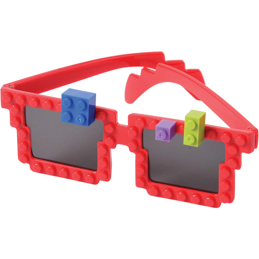 Building Blocks Glasses - Pack of 6 - Block Mania Building Block Glasses with Extra Bricks for Carnival Supplies, Stocking Stuffers and Birthday Party Favors for Kids