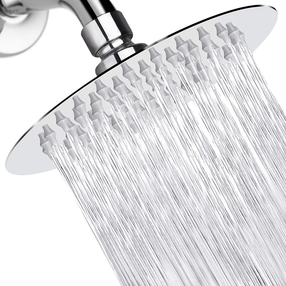 Rain Shower Head, Ultra-Thin Design-Pressure Boosting, Awesome Some Experience, High Pressure High Flow Stainless Steel Rainfall Shower Head (6 Inch,Chrome Finish)