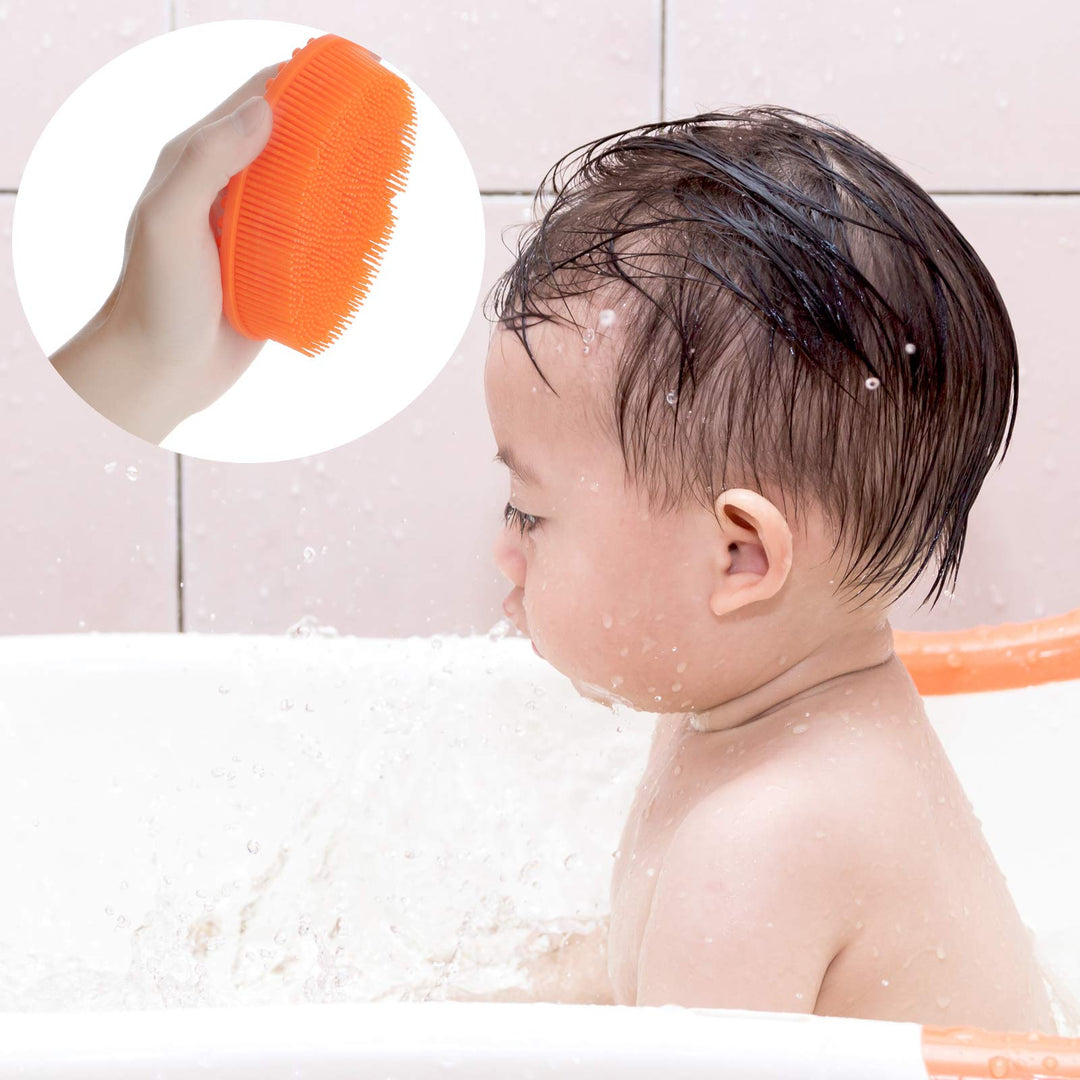3 Pieces Exfoliating Silicone Body Scrubber Body Silicone Scrubber Brush Silicone Body Wash Scrubber for Skin Exfoliation (Red, Orange, Blue)