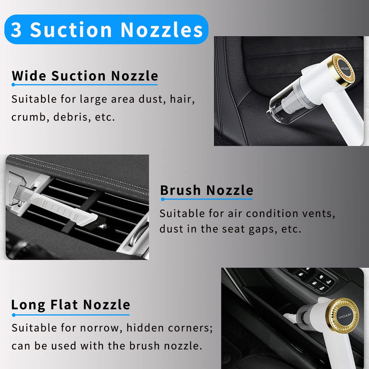 Handheld Vacuum Cordless, 9000Pa Strong Suction, 90°Foldable Mini Portable Vacuum Cleaner, Rechargeable and Lightweight Hand Vacuum with LED Light for Car/Home/Pet Cleaning(White)