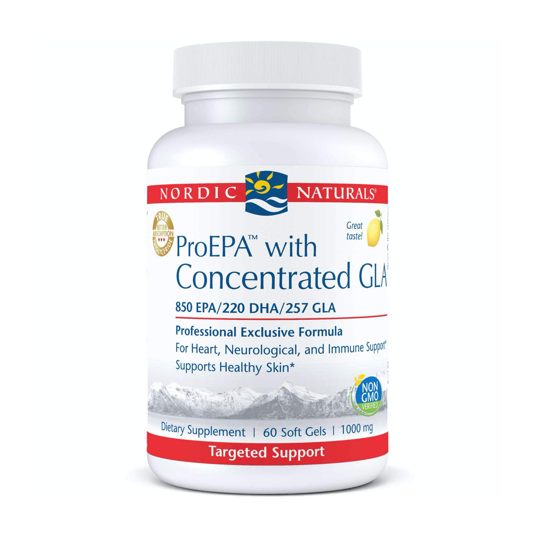 ProEPA with Concentrated GLA, Lemon - 60 Soft Gels - 1217 mg Omega-3 + 257 mg GLA - Heart, Neurological &amp; Immune Support, Healthy Skin - Non-GMO - 30 Servings