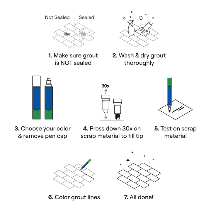 Grout Pen Dark Grey Tile Grout Paint Marker: Waterproof Tile Grout Paint Pen Colorant, Grout Shine Touch Up &amp; Renew - Dark Grey, Narrow 5mm Tip (7mL)