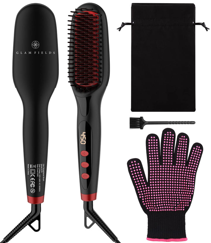 Ionic Hair Straightener Brush Upgrade 2.0,GLAMFIELDS El