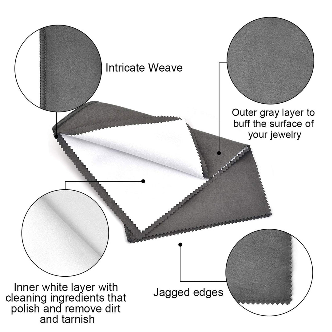 2pcs Jewelry Polishing Cleaning Cloth Large 10&#39;&#39; x 12&#39;&#39; for Sterling Silver Jewelry Gold, Diamond, Platinum, Precious Stones, Coins (Gray)