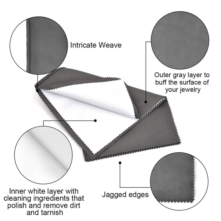 2pcs Jewelry Polishing Cleaning Cloth Large 10&#39;&#39; x 12&#39;&#39; for Sterling Silver Jewelry Gold, Diamond, Platinum, Precious Stones, Coins (Gray)