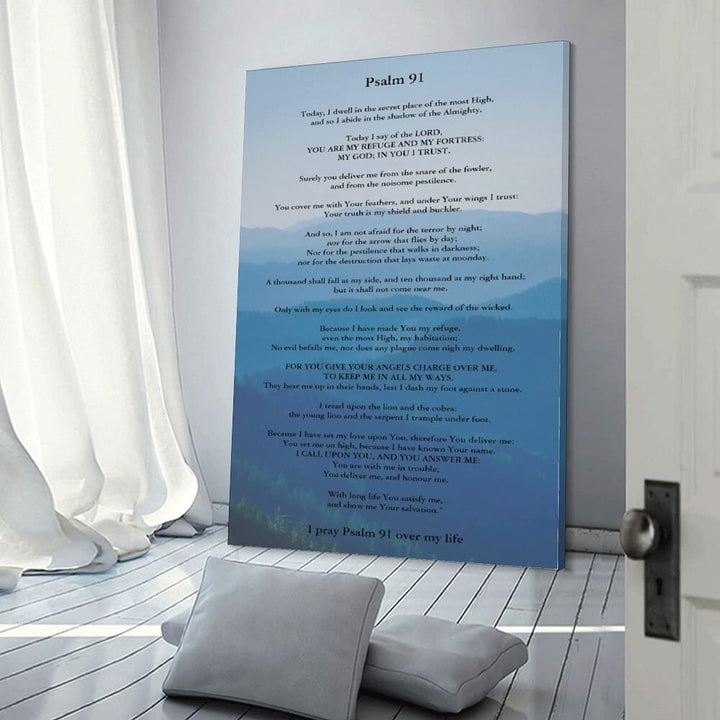 Canvas Wall Art, Abstract Canvas Wall Decor Psalms 91 Wall Art Sign - Inspirational Scripture Printscan be Personalized Wall Art for Living Room Abstract Canvas Artwork Contemporary Pictures Modern Landscape for Office Decoration Frame 12×08inch(30×2