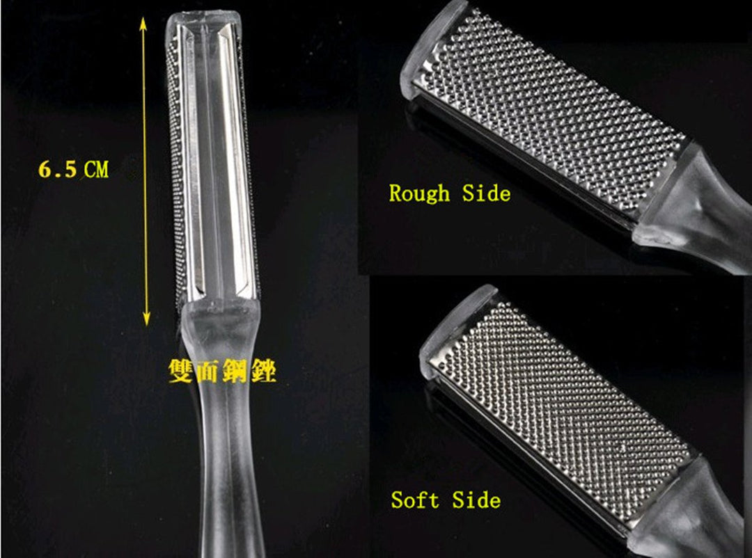 Pedicure Foot File Callus Rasp Scrubber Hard Dead Rough Skin Callus Remover Reducer 2 Sides Clear Handle