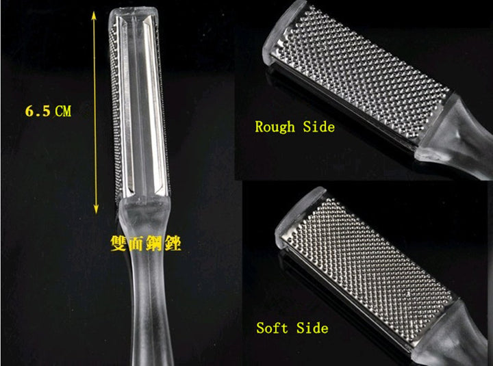 Pedicure Foot File Callus Rasp Scrubber Hard Dead Rough Skin Callus Remover Reducer 2 Sides Clear Handle