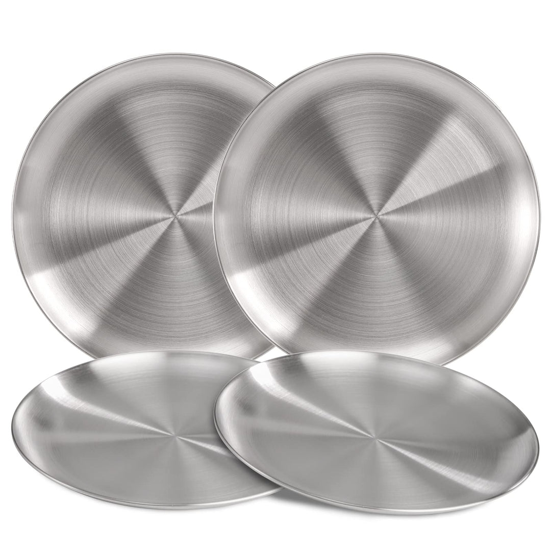 TOPZEA 4 Pack 304 Stainless Steel Dinner Plates, 10 Inc