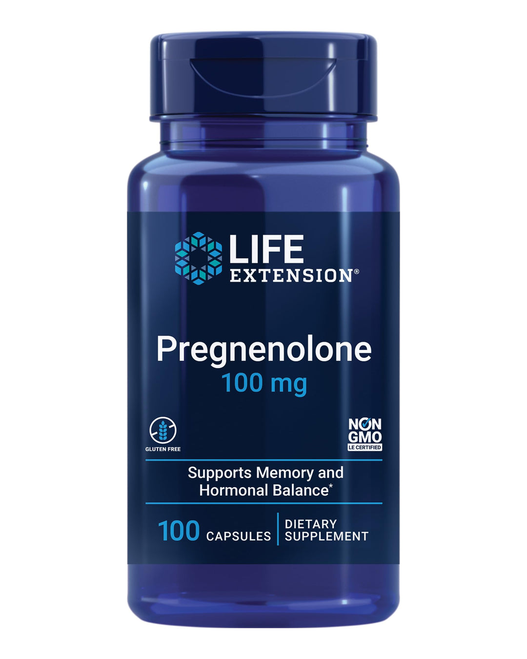 Pregnenolone - Hormone Balance Supplement for Healthy Hormone Levels, 100 mg - Hormone Balance, Memory, Focus, Cognitive Health - Gluten-Free, Non-GMO, 100 Capsules