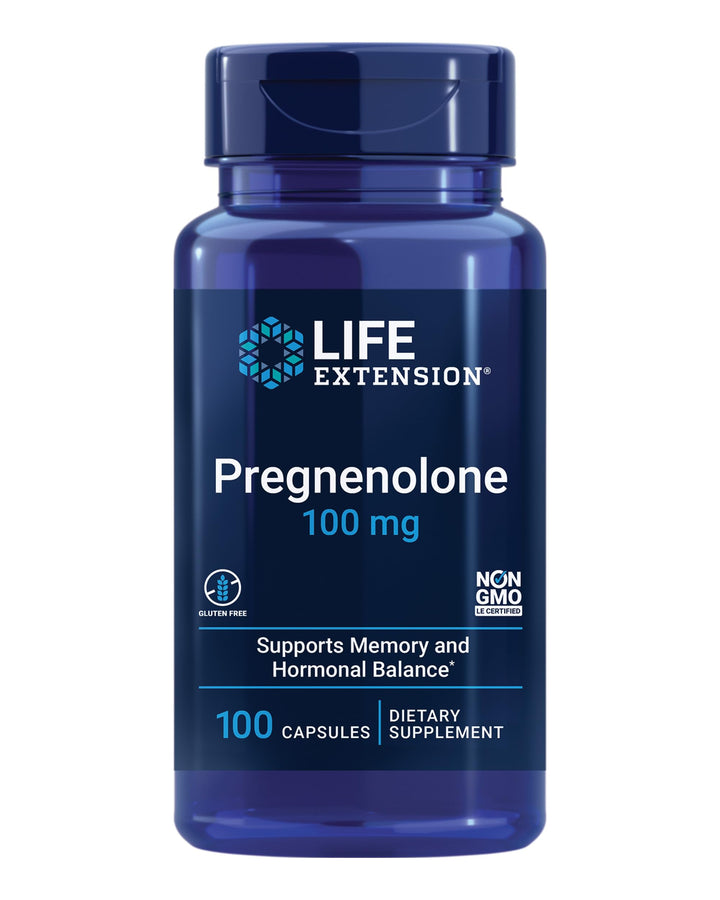 Pregnenolone - Hormone Balance Supplement for Healthy Hormone Levels, 100 mg - Hormone Balance, Memory, Focus, Cognitive Health - Gluten-Free, Non-GMO, 100 Capsules