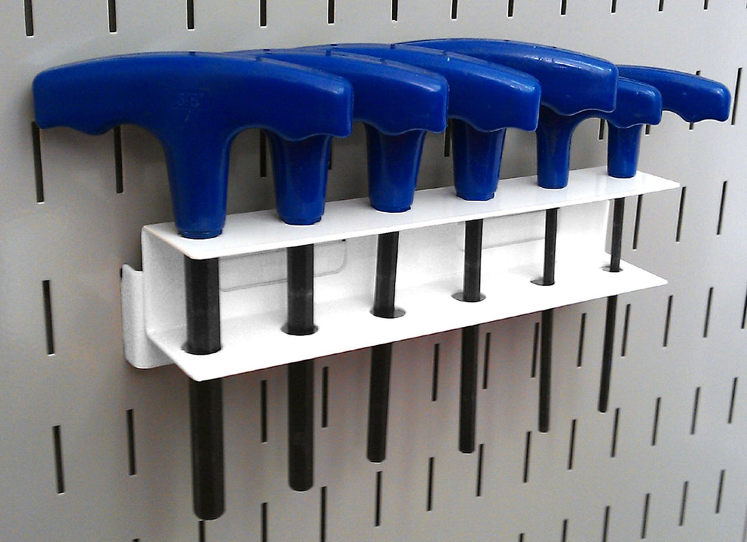 Pegboard Screwdriver Holder Bracket Slotted Metal Pegboard Accessory Pegboard and Slotted Tool Board – White
