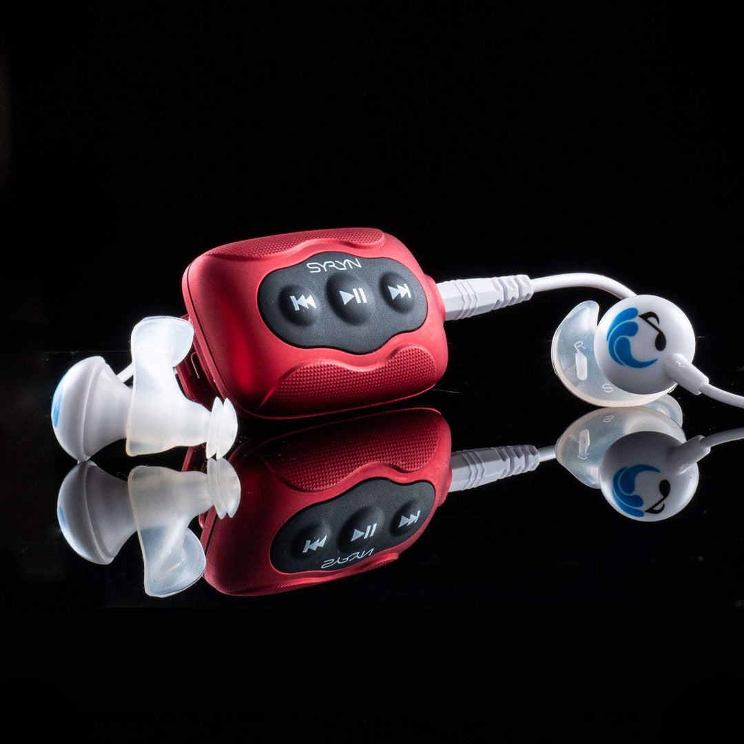 100% Waterproof SYRYN Swimbuds Sport Bundle for Swimming with Music | 8 GB (2,000 Songs or 138 Hours of Audio) | Drag and Drop MP3, AAC, M4a, FLAC Using PC or Mac | No Apple Music, No Spotify