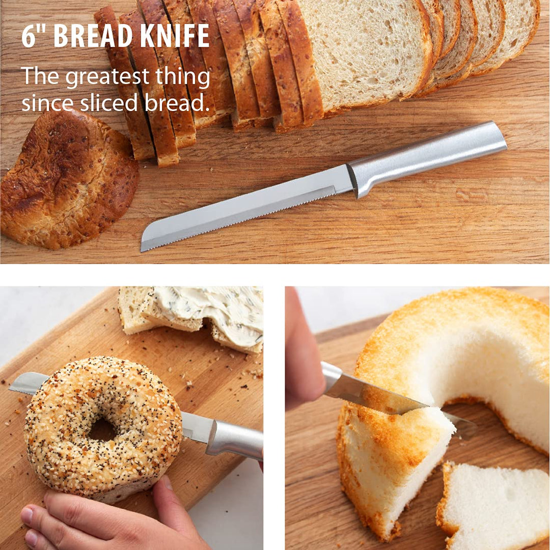Rada Cutlery Bread Knife Stainless Steel Serrated Blade with Aluminum, Pack of 1, Silver Handle