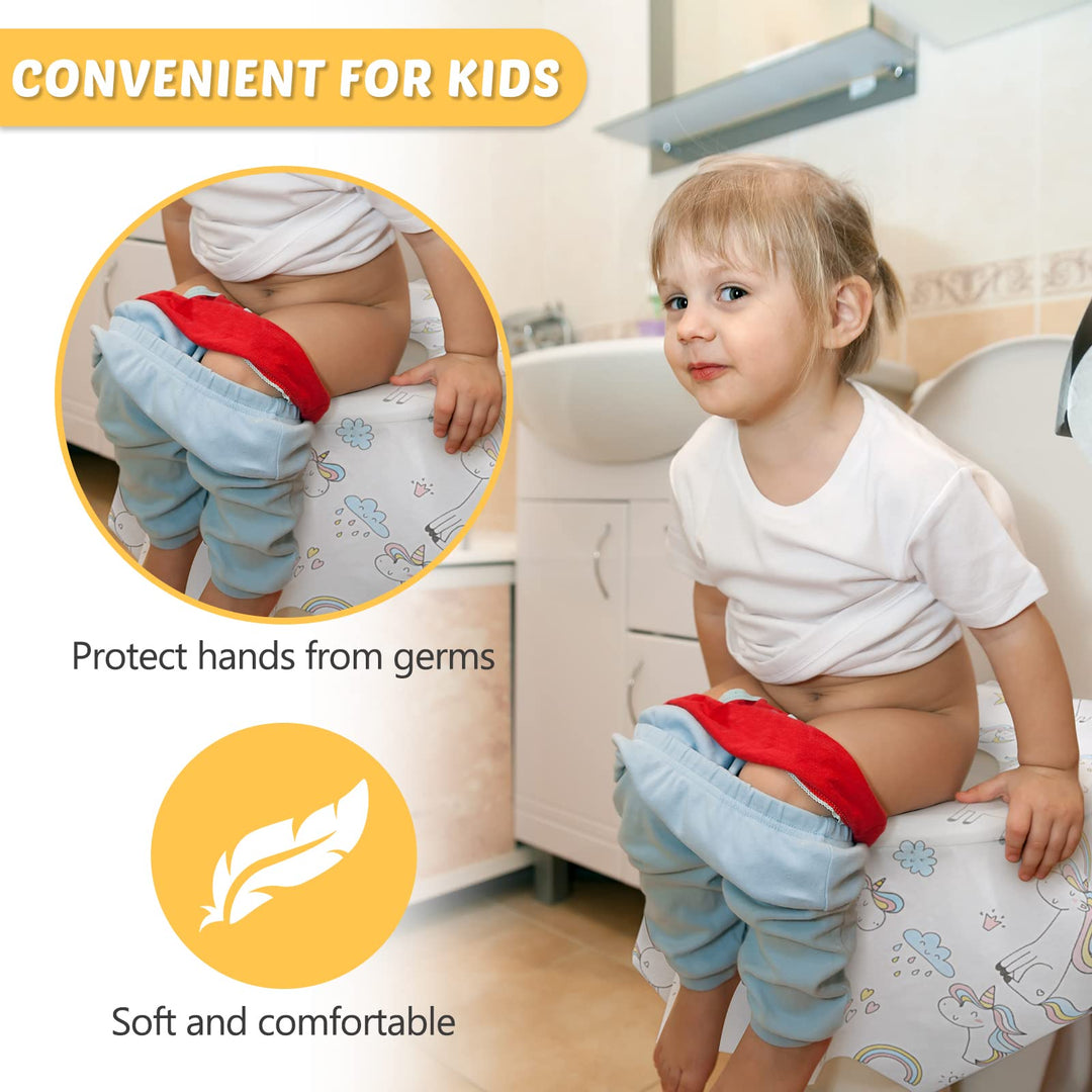 40 Pcs Toilet Seat Covers Disposable for Kid Toddler Extra Large Paper Potty Seat Cover Potty Training Liners Individually Wrapped Portable Toilet Seat Cover for Travel (Unicorn Style)