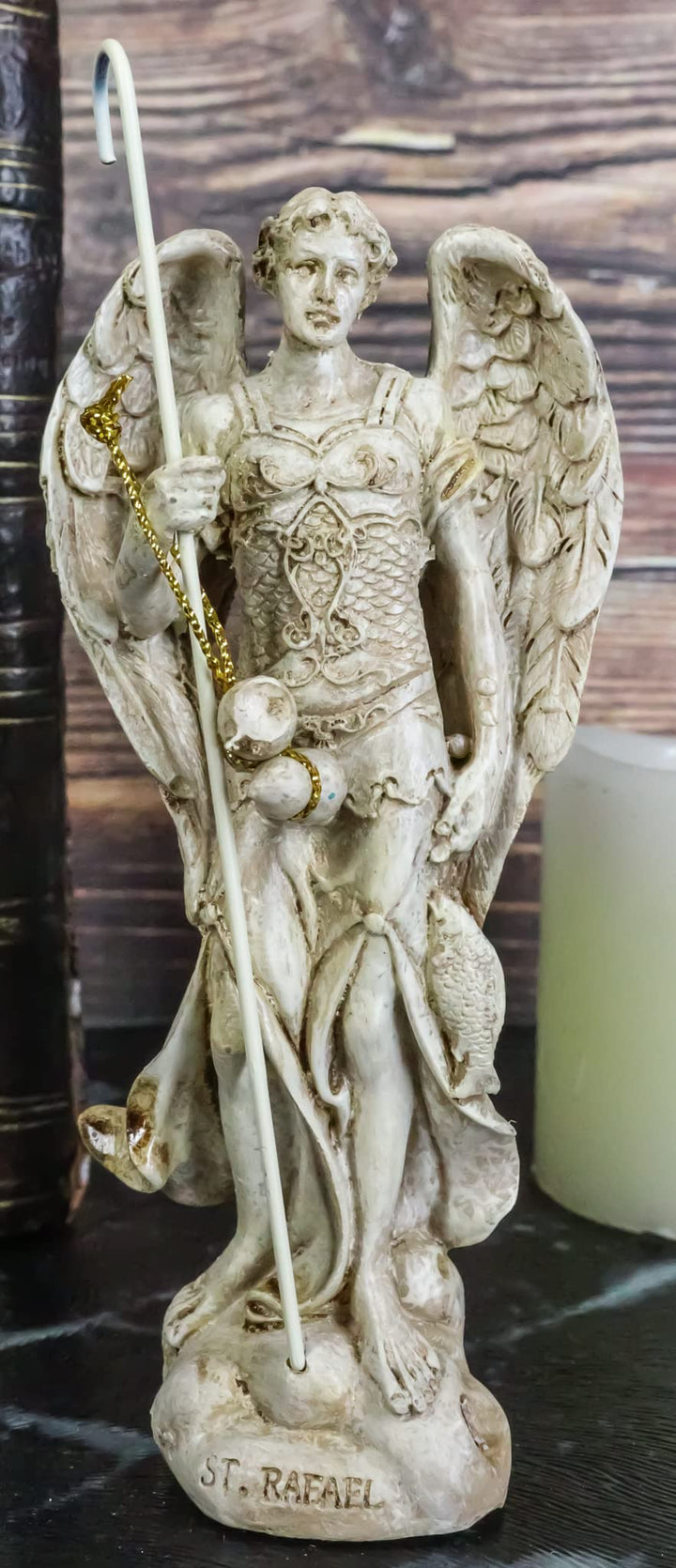 Ebros Ivory Painted Greek Orthodox Christian Church Archangel of The Angelic Council Statue 5 Tall Figurine (Raphael The Healing of God)