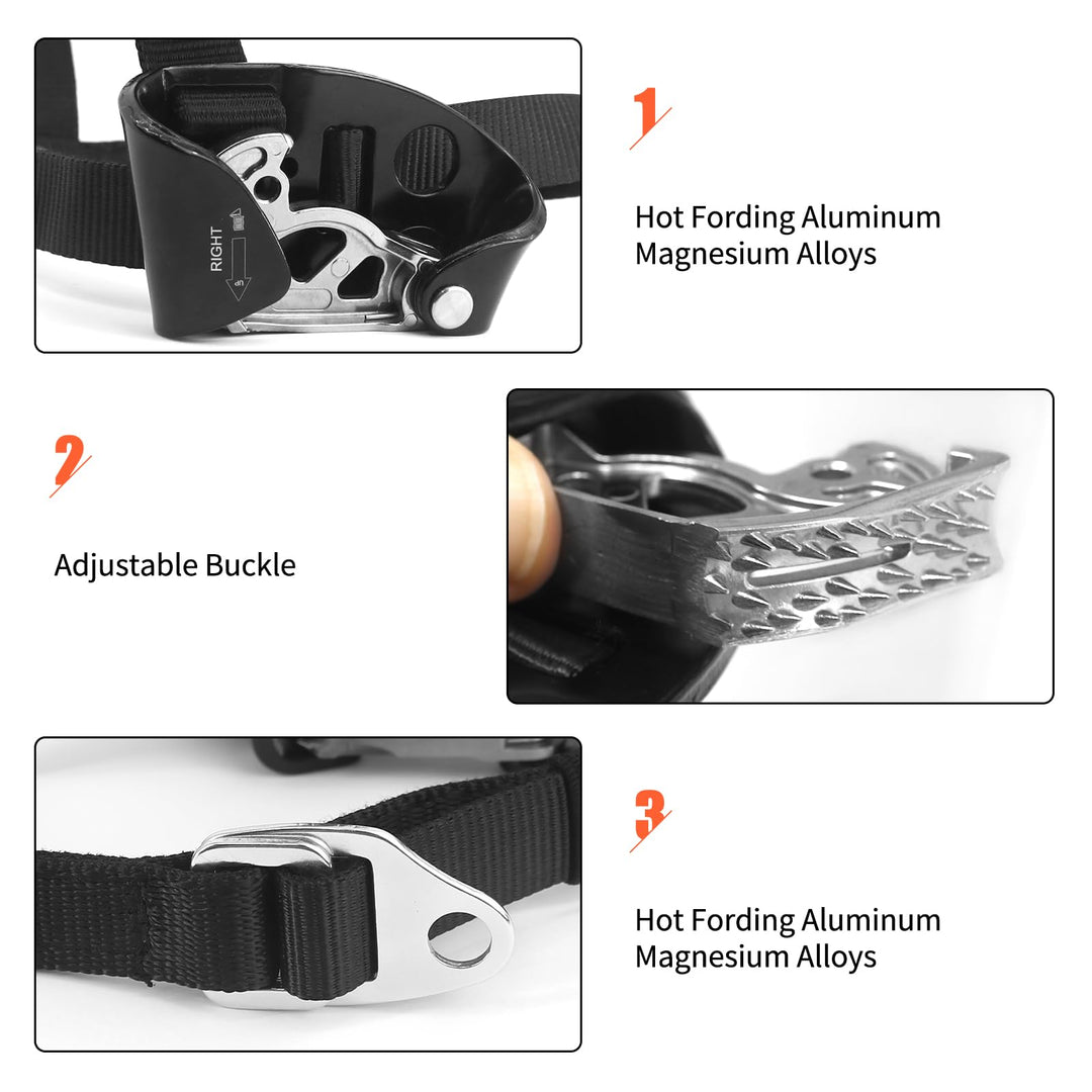 Left Foot Ascender Riser Rock Climbing Tree Arborist Mountaineering Rappelling Quick Step Equipment CE Certified Climbing Device for 8~13MM Rope(Left Black)