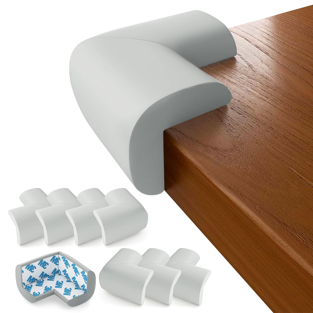 Furniture Corner &amp; Edge Safety Bumpers - Pre-Taped Extra Large Corner Covers Baby Safety, Gray, 8 Pack