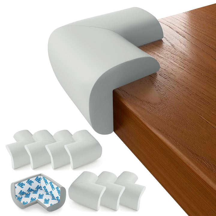 Furniture Corner &amp; Edge Safety Bumpers - Pre-Taped Extra Large Corner Covers Baby Safety, Gray, 8 Pack