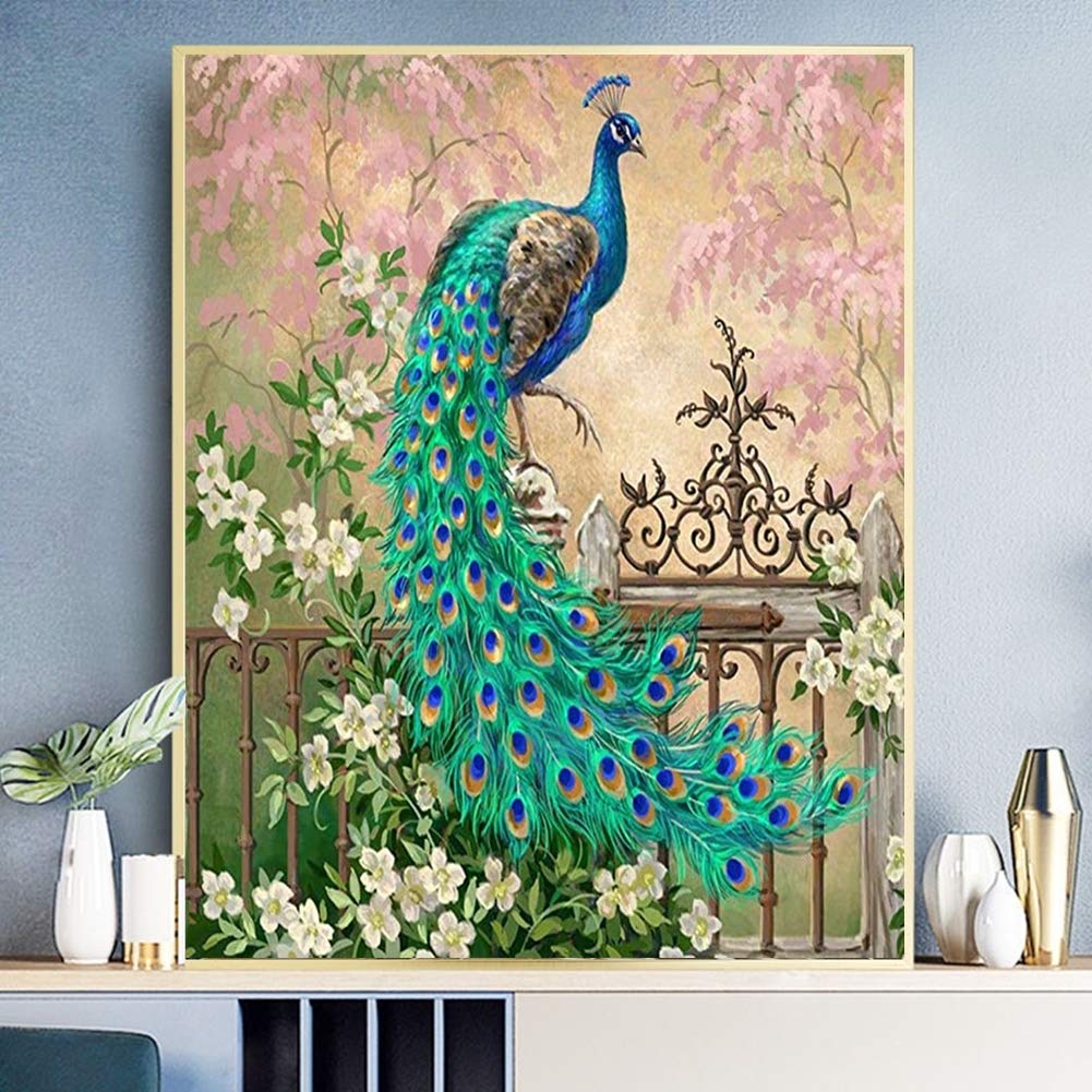 DIY Paint by Numbers Kit for Adults Kids Beginner Peacock DIY Canvas Painting by Numbers Painting Acrylic Painting for Home Decoration Paint by Number Peacock 16x20 Inch