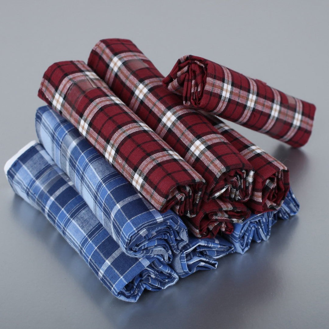 YED0109 Mens Hanky Economics Goods Blue Red Checkered Pure Cotton 10 Pack Handkerchiefs Set Wedding Gift Idea By Y&amp;G