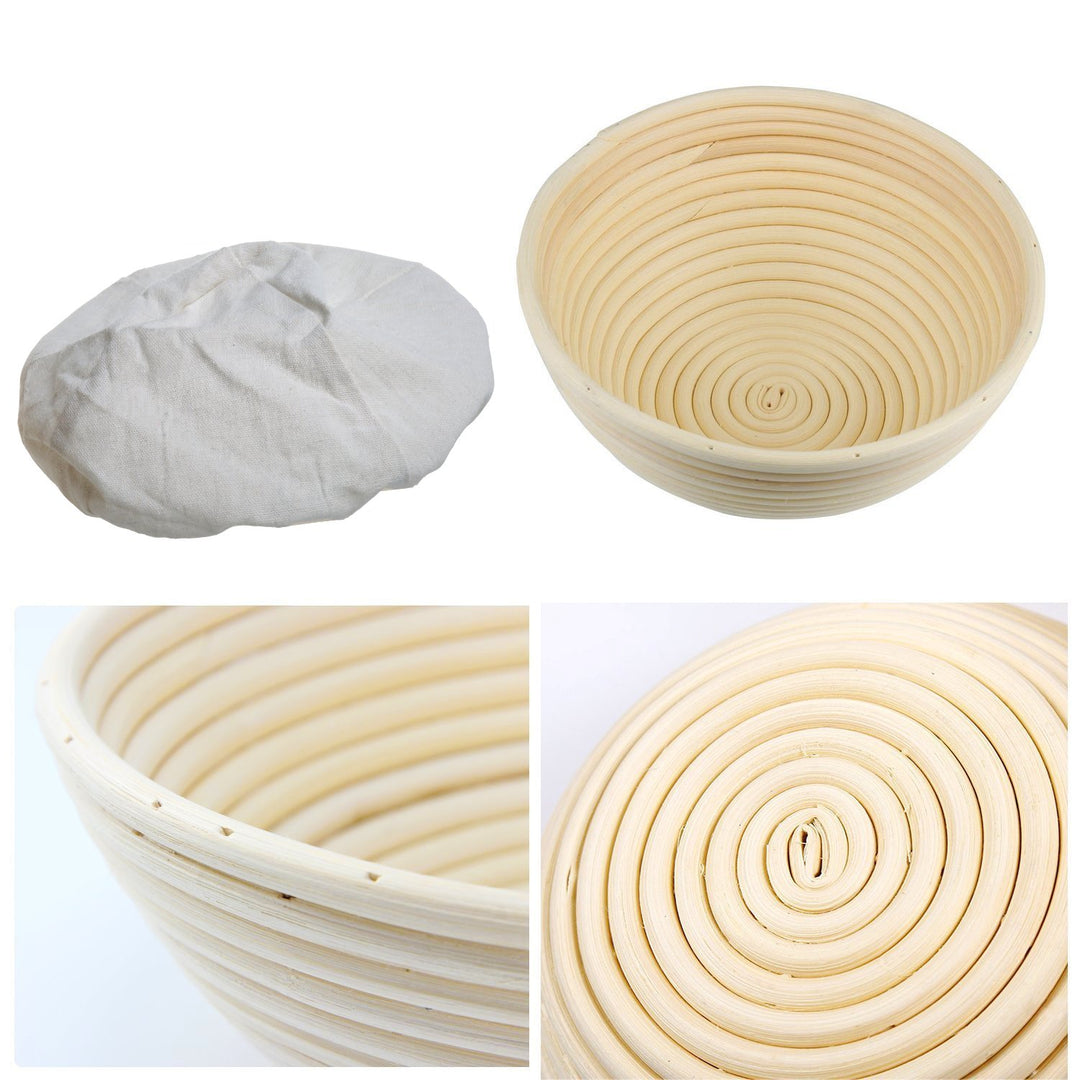 9 Inch Proofing Basket, Banneton Bread Proofing Basket + Bread Lame +Dough Scraper+ Linen Liner Cloth Sourdough Bread Baking Supplies