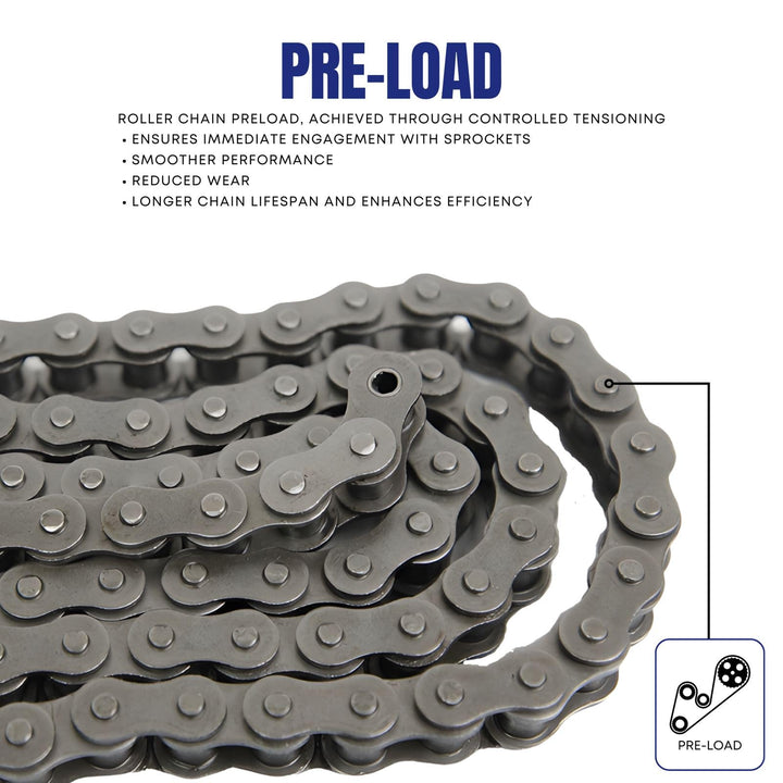 25H Heavy Duty Roller Chain 3 FT with 1 Connecting Link for 50cc 70cc 90cc 110cc 125cc Go Karts, Mini Bikes, Scooters, ATV, MTV, Dirt Bike Electric Start Taotao SunL Peace JCL Baja Kazuma