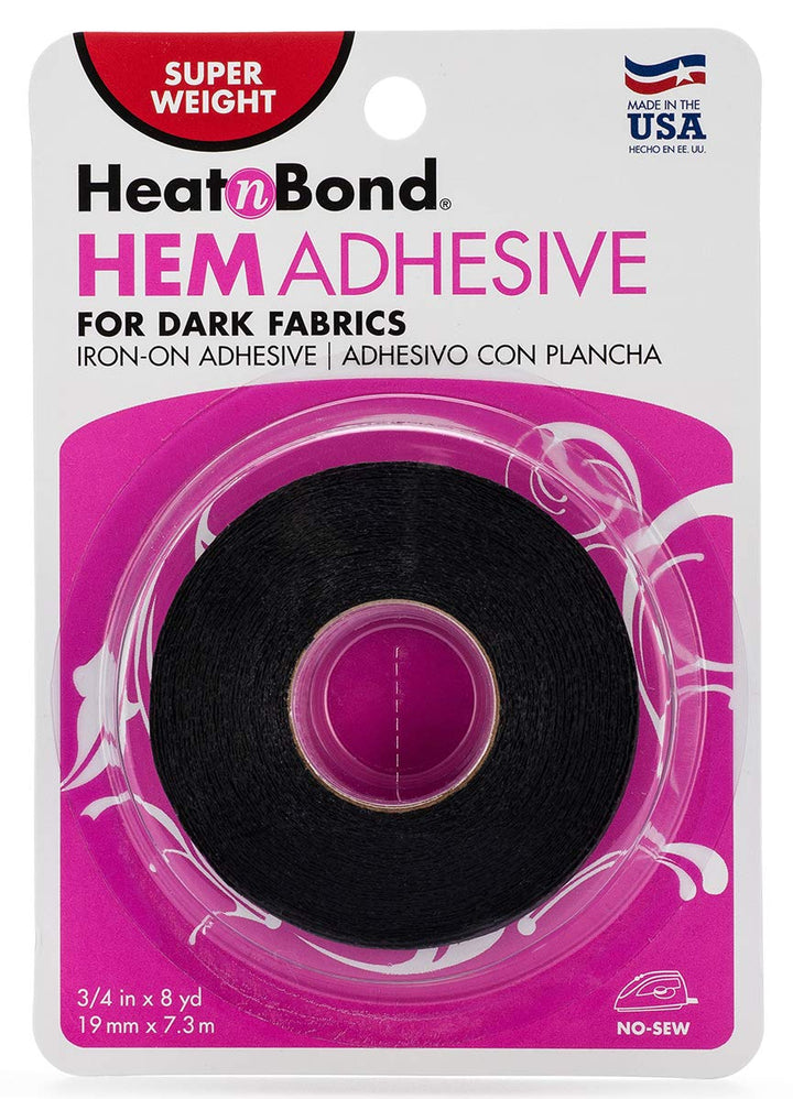Hem Iron-On Adhesive, Super Weight, 3/4 Inch x 8 Yards, Black