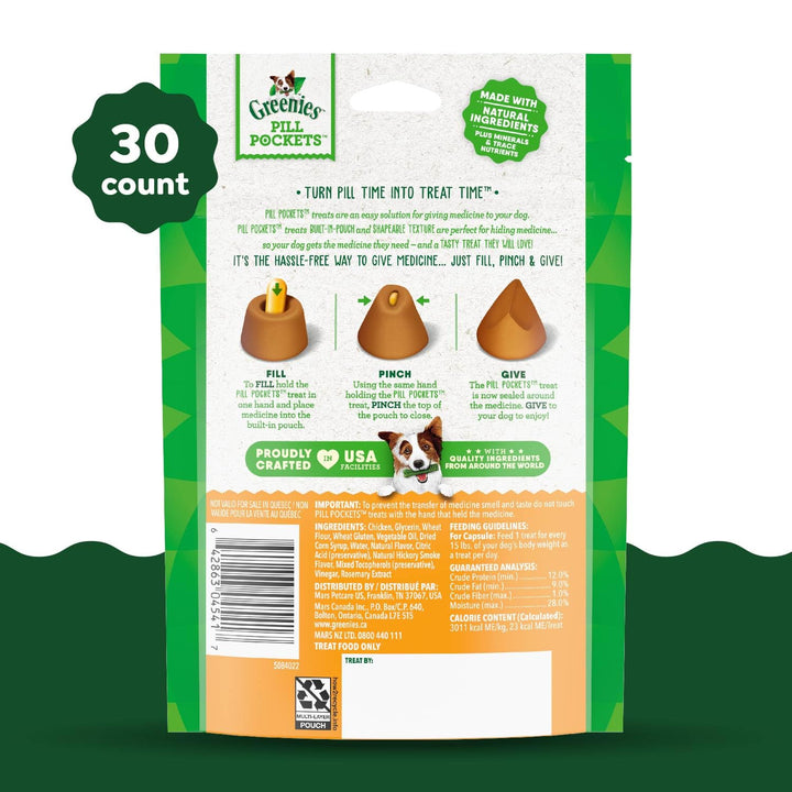 Pill Pockets for Dogs Capsule Size Natural Soft Dog Treats, Chicken Flavor, (6) 7.9 oz. Packs (180 Treats)