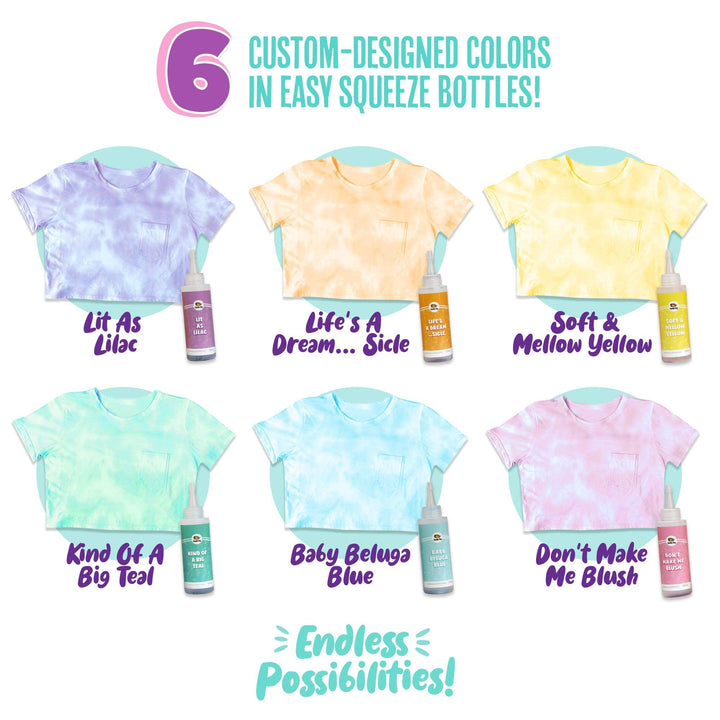 Pastel Tie Dye Kit for Large Groups, DIY Tie Dye Kit, Tie Dye Kit Supplies, Girls Tie Dye Shirt, Tye Die Kits for Adults, Tye Dye Kits, 18 Full Bottles of Tie Dye
