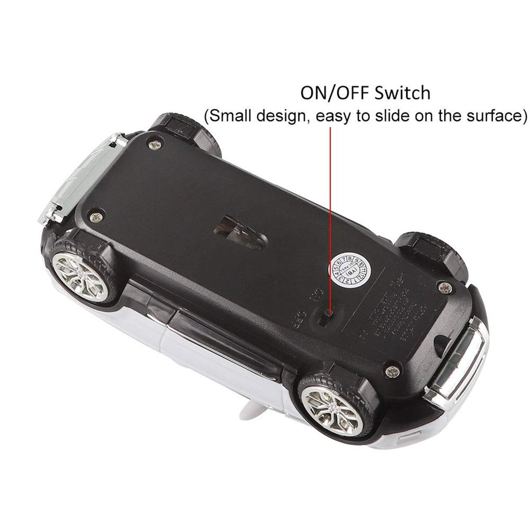 Cool SUV Car Shaped Wireless Mouse 1600 DPI Optical Cordless Mice with USB Receiver for Office School Travel for PC Computer Laptop Gift (White-1 Pack)