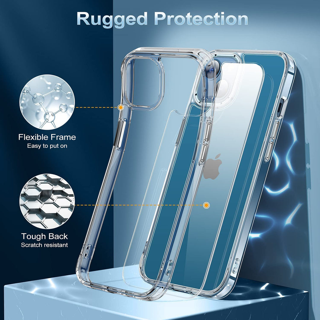 AEDILYS Shockproof Compatible for iPhone 13 Case,[ Non-Yellowing][15FT Military Grade Drop Protection] [Scratch-Resistant], Slim Non-Slip iPhone 13 Phone Case, 6.1''- Clear