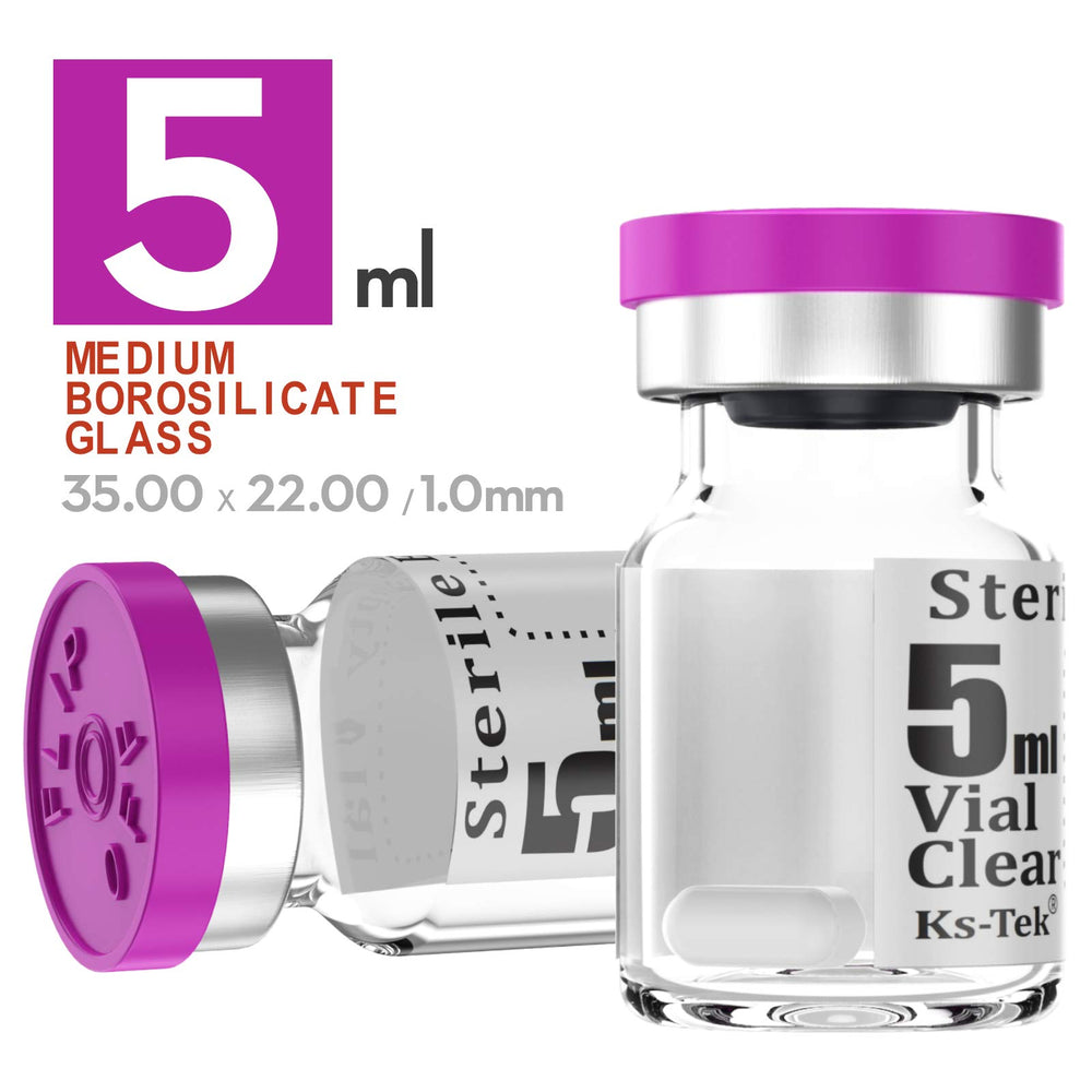 Sterile Empty Vials with Self Healing Injection Port,with Flip Off Aluminum Cap,Sterile Package (5ml,10)