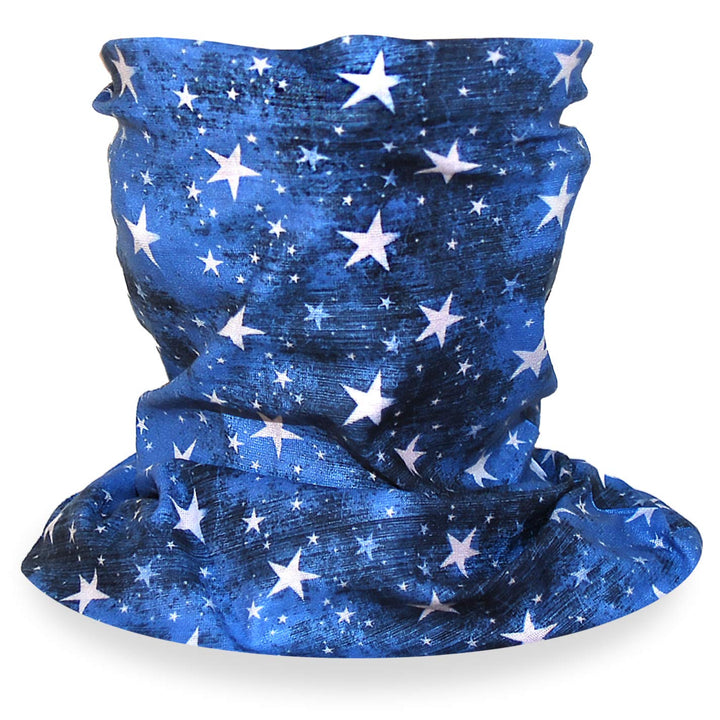 Blue Motorcycle Face Mask for Women with Stars - Multifunction Outdoor Dust Protection Face Shield Bandana for Riding ATV Cycling Hiking Camping Climbing Fishing Hunting Running, Festival Headbands