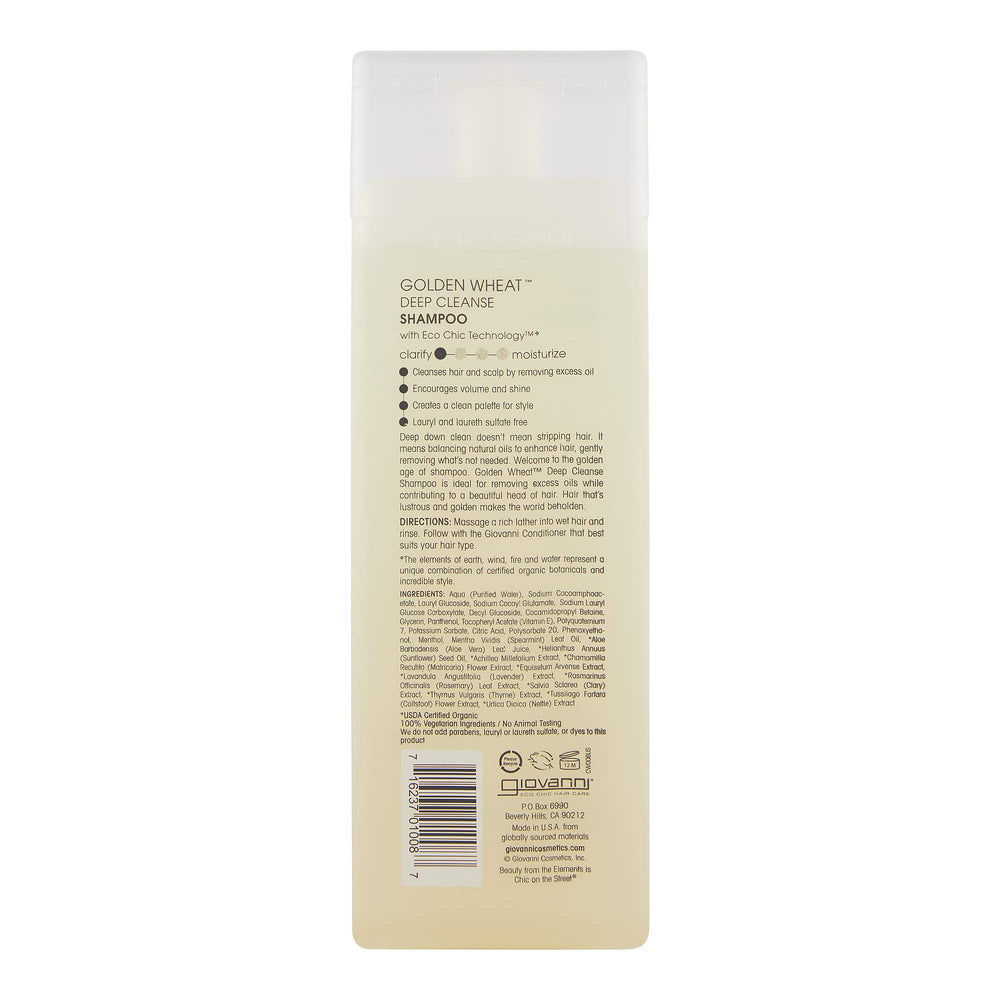 ECO CHIC Golden Wheat Deep Cleanse Shampoo - Shampoo for Oily hair, Deep Cleansing With Botanical Oils, Helps Encourages Volume & Shine, Color Safe - Spearmint Oil + Aloe Vera, 8.5 oz