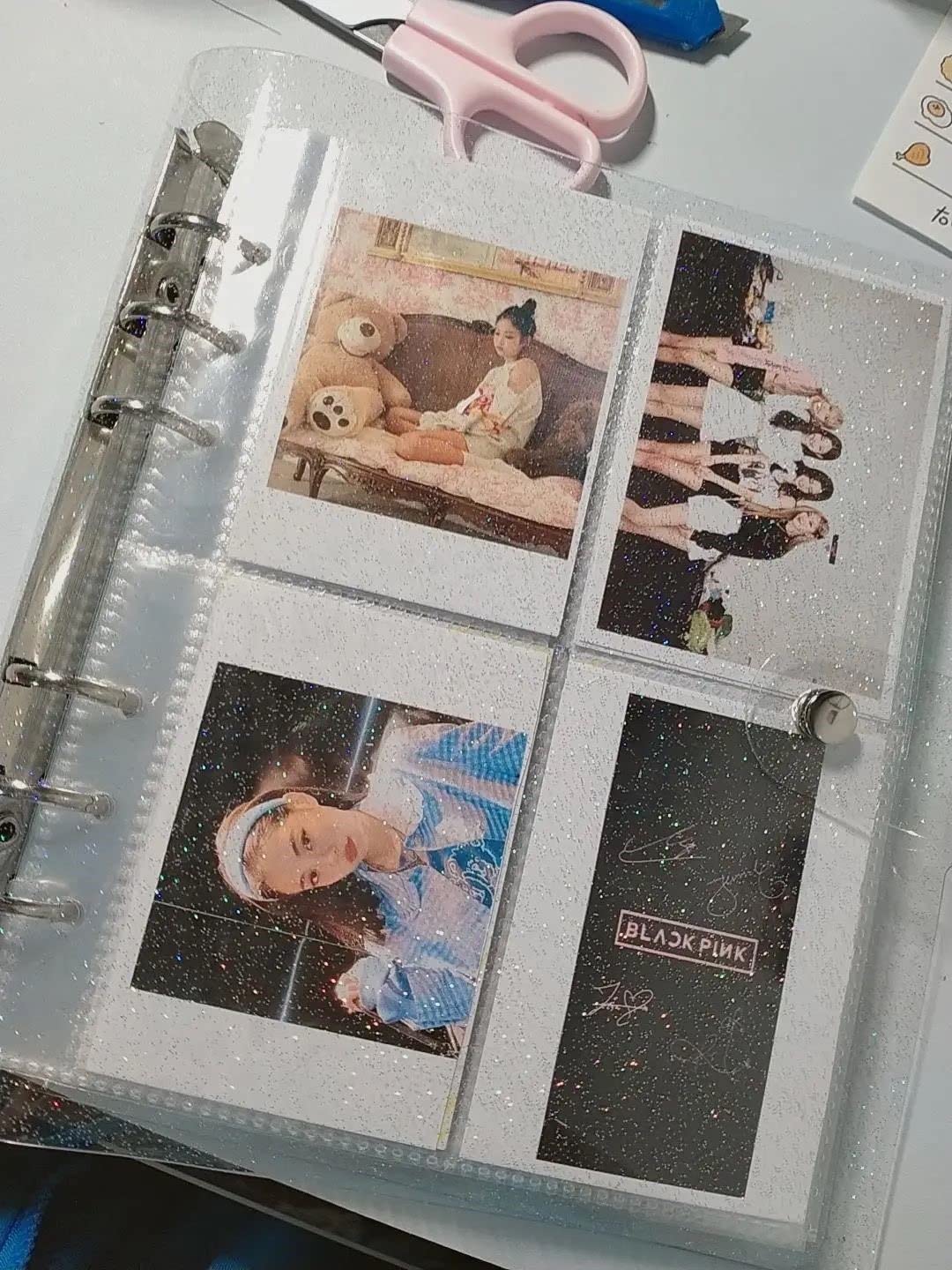 Photocard Binder Kpop Photocard Holder Book,200 Pockets Portable Photo Album,Shiny Clear Binder Cover Refillable Notebook for Mini Instax,Business Card,Postcards,Picture Storage White