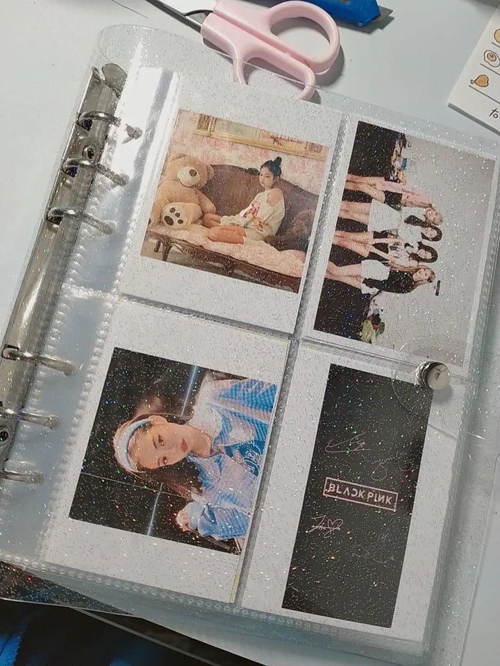 Photocard Binder Kpop Photocard Holder Book,200 Pockets Portable Photo Album,Shiny Clear Binder Cover Refillable Notebook for Mini Instax,Business Card,Postcards,Picture Storage White