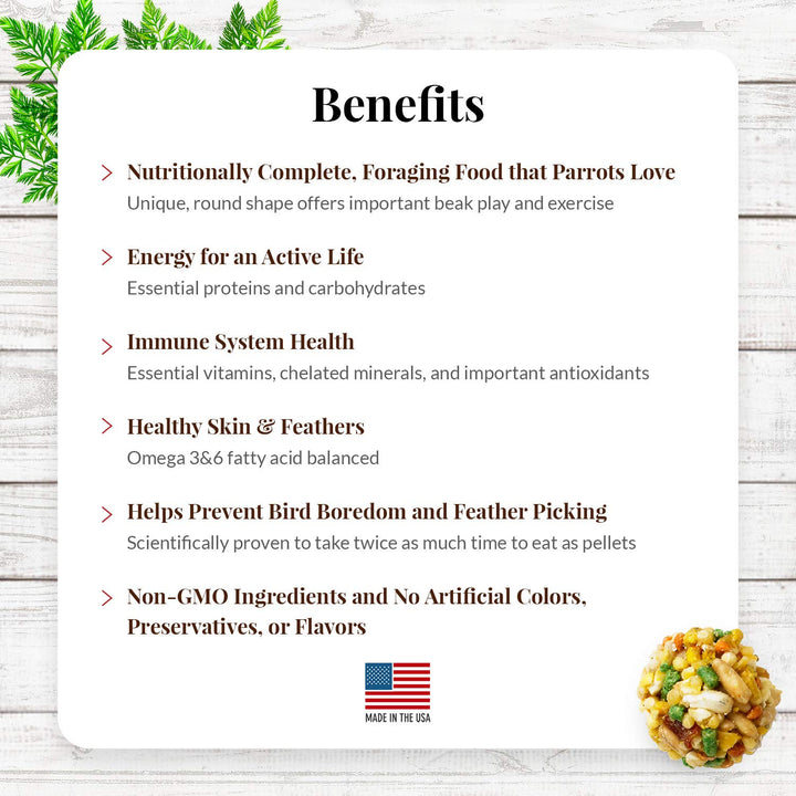 LAFEBER&#39;S Garden Veggie Nutri-Berries Pet Bird Food, Made with Non-GMO and Human-Grade Ingredients, for Parrots, 3 lb