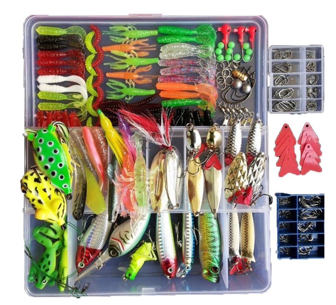 275pcs Fishing Lure Set Including Frog Lures Soft Fishing Lure Hard Metal Lure VIB Rattle Crank Popper Minnow Pencil Metal Jig Hook for Trout Bass Salmon with 1 Tackle Box