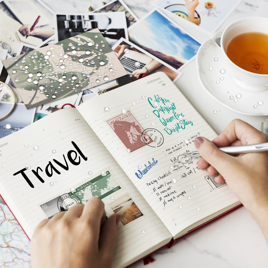 700 Pcs Clear Dewdrop Holographic Water Droplets Embellishments Scrapbooking Card Making Supplies Resin Dewdrop Beads Clear Waterdrop for DIY Crafts Paper Decor (AB Clear)