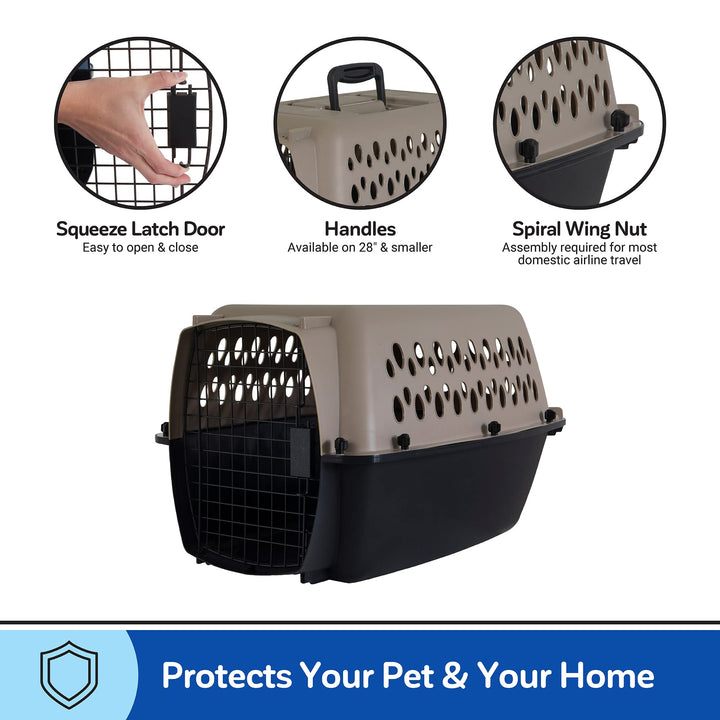 Vari Dog Kennel - Portable Dog Carriers &amp; Crates for Small Dogs, Airline-Friendly, Durable Plastic, Pet Carrier For Home and Travel, 24 Inches, Taupe and Black